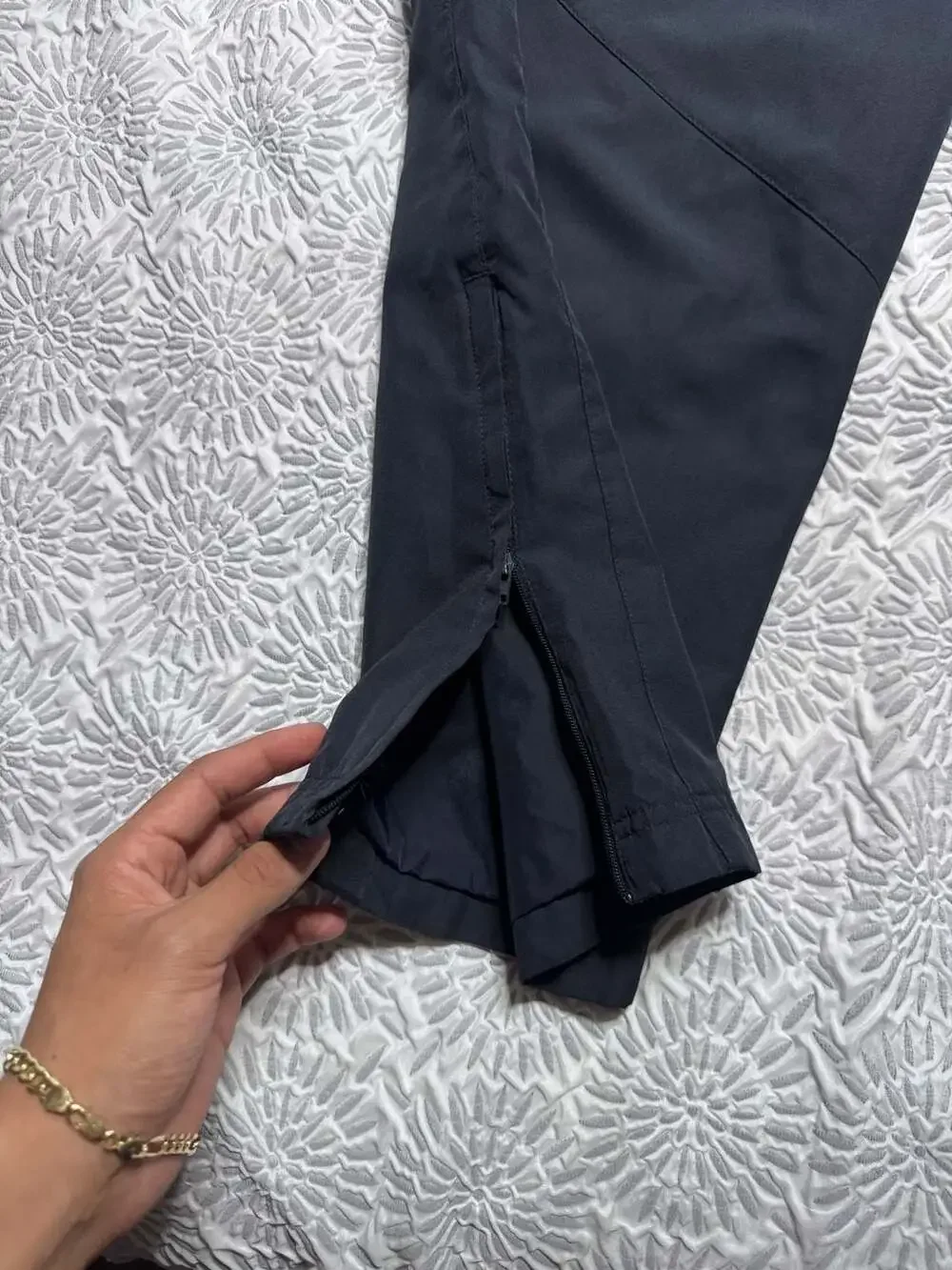 Nike Men's Dark Navy XL Nylon Track Pants with Ankle Zips